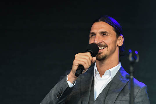 Zlatan Ibrahimovic at the revealing ceremony of his statue