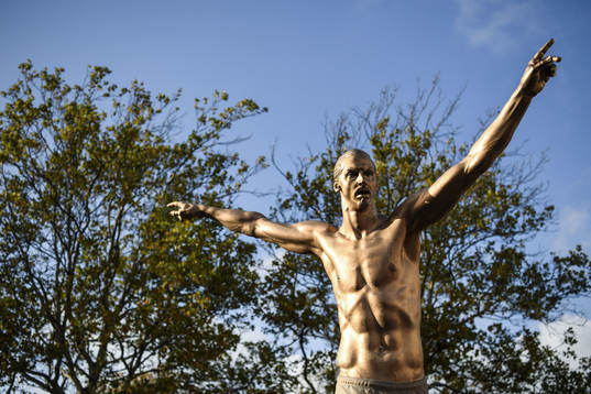 The statue of Zlatan Ibrahimovic at Stadiontorget