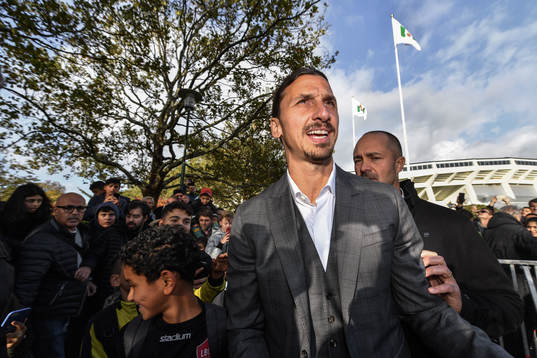 Zlatan Ibrahimovic at the revealing ceremony of his statue