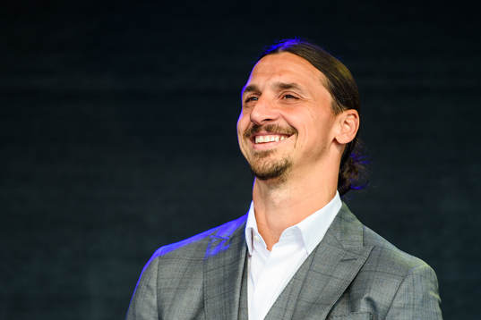 Zlatan Ibrahimovic at the revealing ceremony of his statue