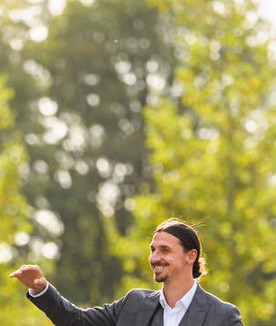 Zlatan Ibrahimovic at the revealing ceremony of his statue