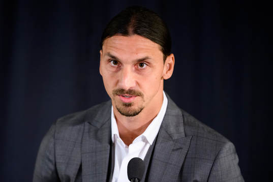 Zlatan Ibrahimovic at a press conference at the revealing