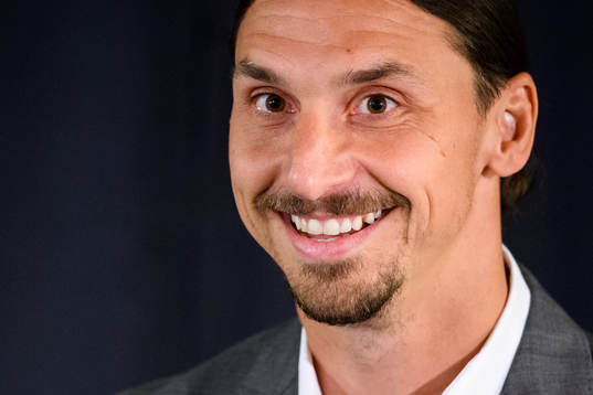 Zlatan Ibrahimovic at the revealing ceremony of his statue