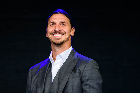 Zlatan Ibrahimovic at the revealing ceremony of his statue