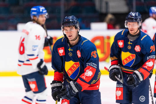 Michael Haga of Djurgården celebrates scoring 1-0