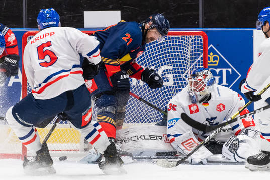 Patrik Berglund of Djurgården is denied a goal in front of