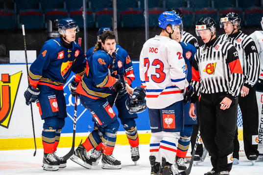 Michael Haga of Djurgården celebrates the 6-3 goal
