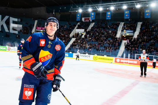 Michael Haga of Djurgården celebrates the 5-3 goal