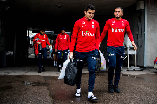 Tarik Elyounoussi and Omar Elabdellaoui of Norway