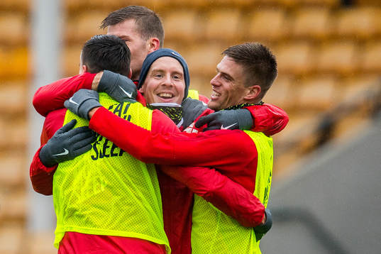 Stefan Johansen and Markus Henriksen of Norway celebrate
