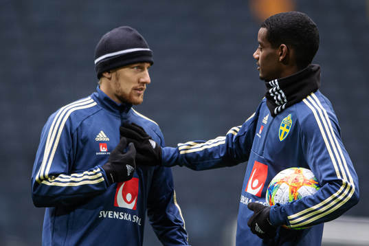Emil Forsberg and Alexander Isak of the Swedish national