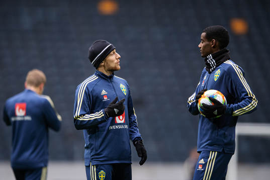 Emil Forsberg and Alexander Isak of the Swedish national