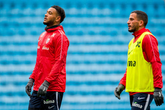 Joshua King and Omar Elabdellaoui of Norway
