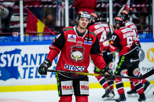 Malmö Redhawks Emil Molin deppar med lagkamraterna