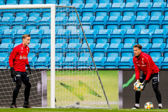 Goalkeeper Sondre Rossbach and goalkeeper Ørjan Nyland of