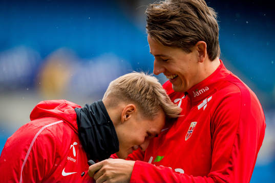 Martin Ødegaard and Sander Berge of Norway