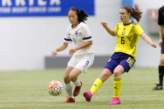 during their Football U16 girls Finland - Sweden match at