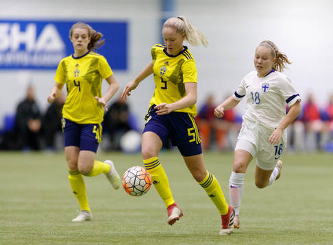 Matilda Eriholm #5, SWE and Lotta Lindström #18, FIN