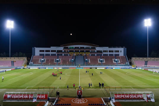 Players of Malta and Sweden inspects the pitch of Ta Qali