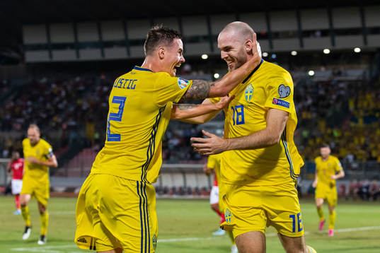 Mikael Lustig and Marcus Danielson of Sweden celebrate