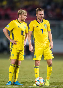 Emil Forsberg and Sebastian Larsson of Sweden