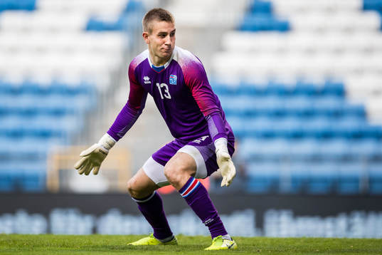Goalkeeper Patrik Sigurdur Gunarsson of Ireland