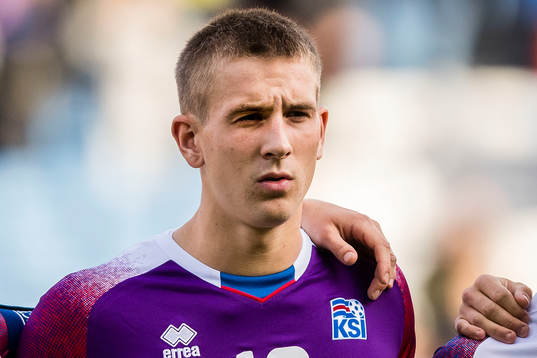 Goalkeeper Patrik Sigurdur Gunarsson of Iceland