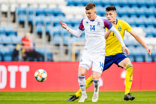 Brynjolfur Darri Willumsson of Iceland and Emil Hansson of