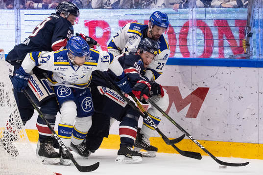 Linköpings Robin Johansson och Leksands Marek Hrivik och