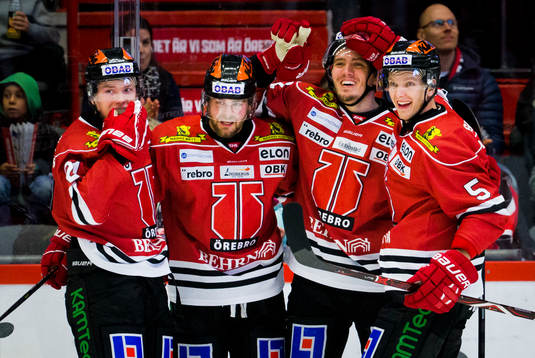 Örebros Linus Öberg, Aaron Irving, Max Lindholm och