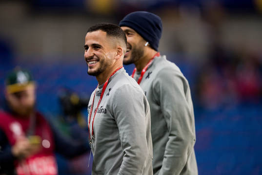 Omar Elabdellaoui and Haitam Aleesami (partly hidden) of