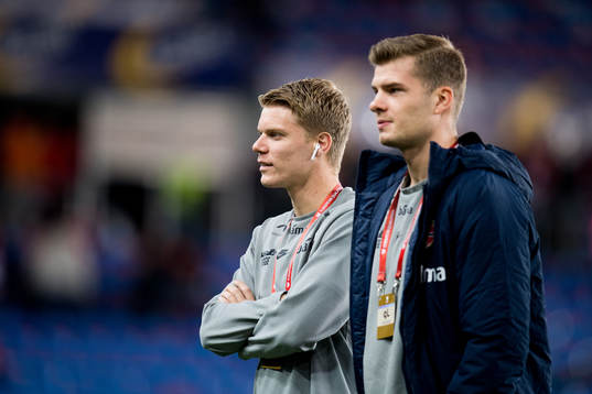 Sigurd Rosted and Alexander Sørloth of Norway