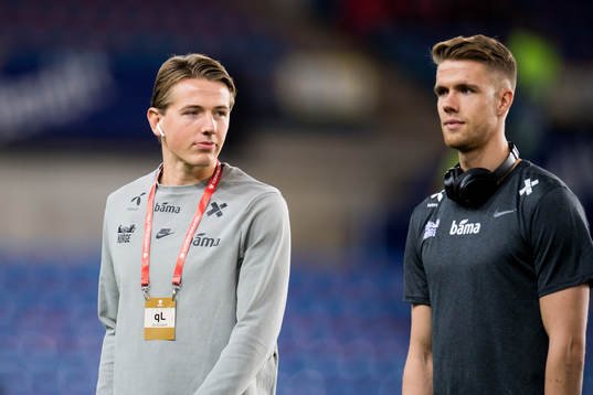 Sander Berge and Kristoffer Ajer of Norway