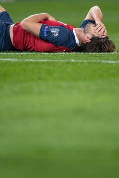 Håvard Nordtveit of Norway is injured