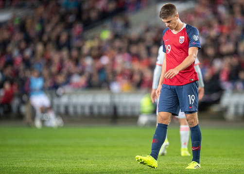 Markus Henriksen of Norway looks dejected