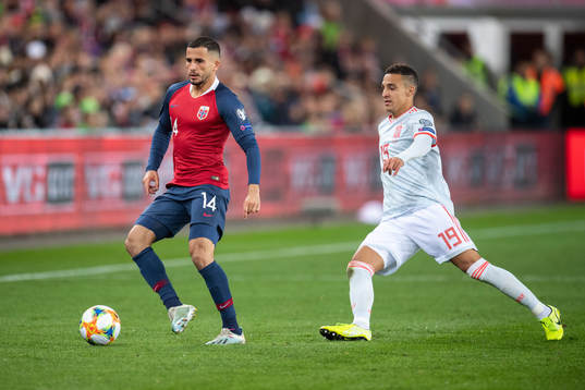 Omar Elabdellaoui of Norway and Rodrigo of Spain