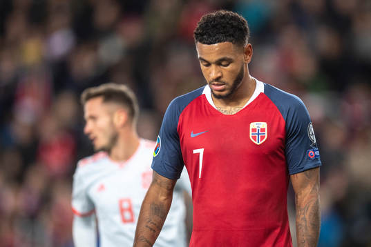 Joshua King of Norway looks dejected
