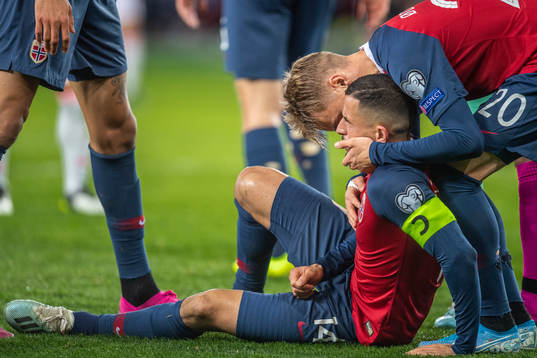 Omar Elabdellaoui and Martin Ødegaard of Norway