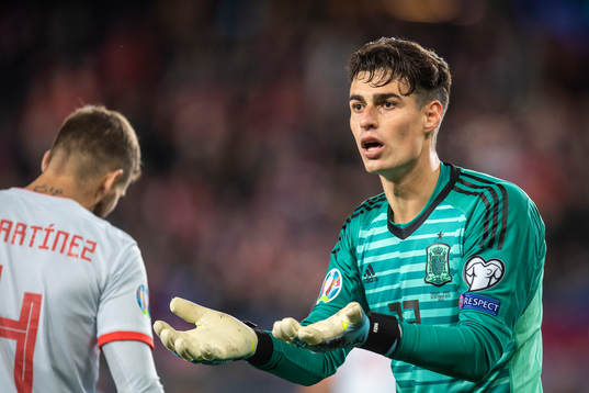 goalkeeper Kepa Arrizabalaga of Spain reacts