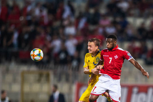 Pierre Bengtsson of Sweden and Joseph Mbong of Malta