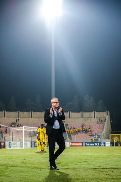 Janne Andersson, head coach of Sweden celebrates