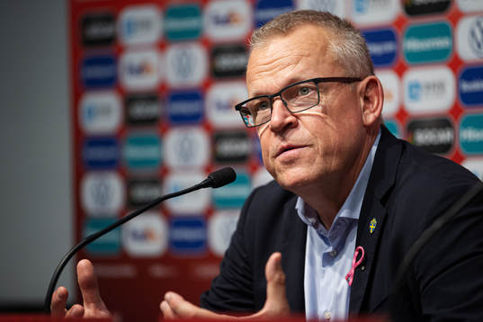 Janne Andersson, head coach of Sweden, at a press conference