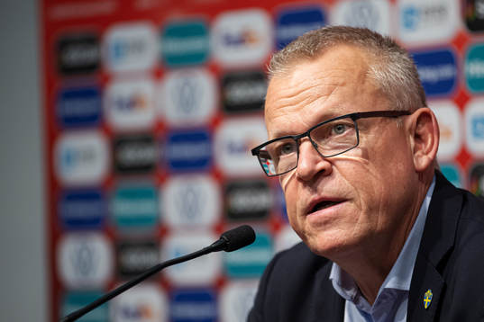 Janne Andersson, head coach of Sweden, at a press conference