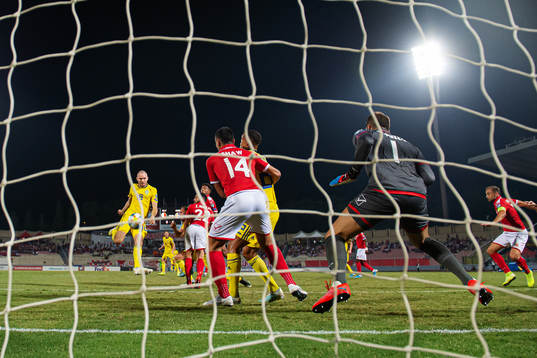 Marcus Danielson of Sweden scores 0-1 behind goalkeeper