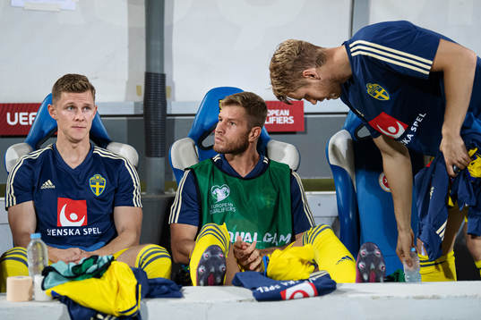 Emil Krafth, Riccardo Gagliolo and Filip Helander of Sweden
