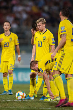 Emil Forsberg and Sebastian Larsson of Sweden lined up for