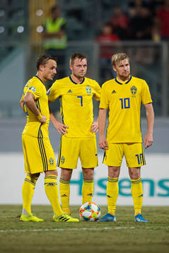 Pierre Bengtsson, Sebastian Larsson and Emil Forsberg of