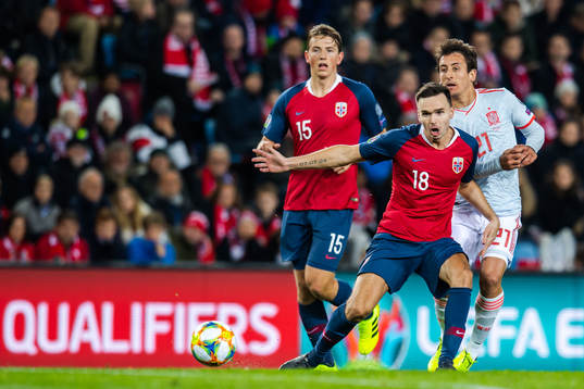Ole Kristian Selnæs of Norway and Mikel Oyarzabal of Spain