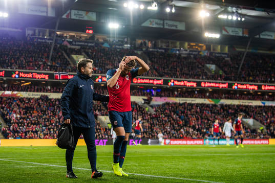 Håvard Nordtveit of Norway in pain