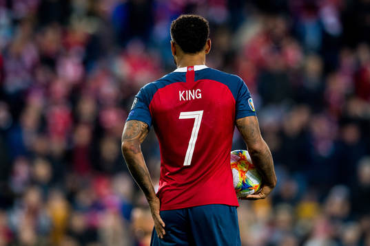 Joshua King of Norway prepares to take a penalty kick